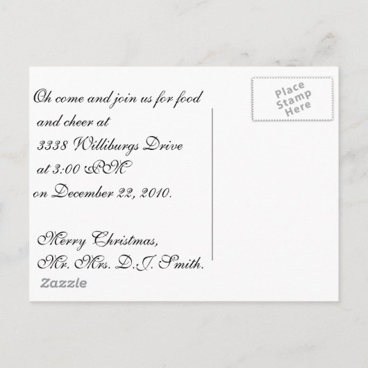 ウィミカルクリスマスハウス招待状 インビテーションポストカード (裏面)