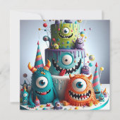ウィミスカルの変なクレイジーモンスターケーキの誕生日 招待状 (正面)