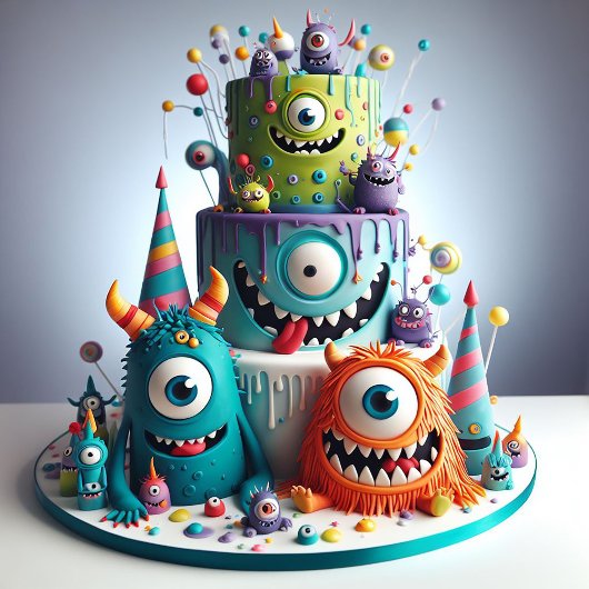 ウィミスカルの変なクレイジーモンスターケーキの誕生日 招待状