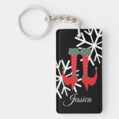 ウィミスティッククリスマス小妖精や小人足スノーフレークストッキング キーホルダー (正面)