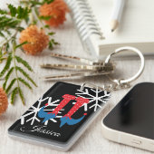 ウィミスティッククリスマス小妖精や小人足スノーフレークストッキング キーホルダー (正面右)