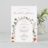 ウィミックスボホ春ワイルドフラワーアーチブライダルシャワー 箔招待状 (立ち正面)