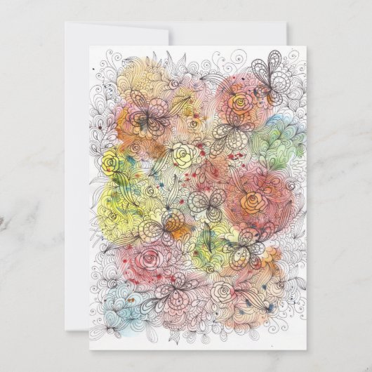 ウィムエレガントシーウォーター色フローラアートブライダルシャワー 招待状 (裏面)