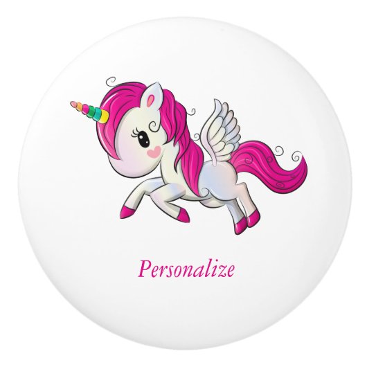 ウィムシクルベビーユニコーンペガソスレインボーホーン セラミックノブ (正面)