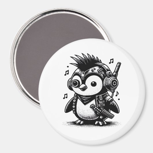 ウィムシゴスパンクロック西芯ペンギンヴィンテージアート マグネット (正面/裏面)