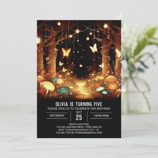 ウィムシモダンウッドランドデジタル誕生日 招待状 (スタンド正面)