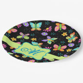 ウィムシモダンー蝶ブラックグリーンモノグラム ペーパープレート (アングル)