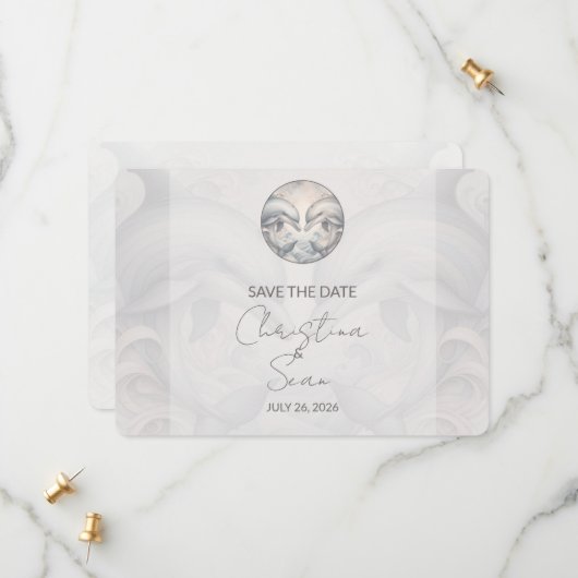 ウィムシモダンー・ドルフィンの結婚式は日付カードを保存 セーブザデート (正面/裏面インサイチュ)