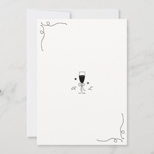 ウィムシーな手描き愛とピザ婚約パーティ 招待状 (裏面)