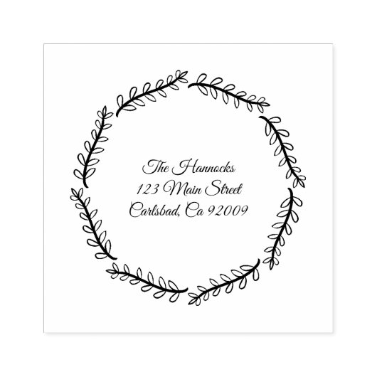 ウィムシーな手描き葉の差出人住所 ラバースタンプ (インプリント)