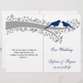 ウィムシーな海軍の青いロベバードの折り畳まれた結婚式 プログラム (正面/裏面)