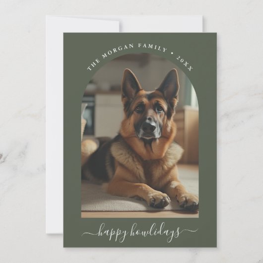 ウィムシーのスクリプトGerman Shepherd Happy Holidays シーズンカード (正面)