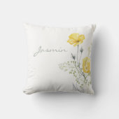 ウィムシーのワイルドフラワーマスタードイエロー名 クッション (正面)