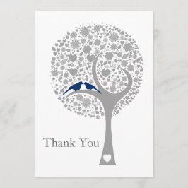 ウィムシーの木ネイビー青いロブバード結婚の感謝を感謝 サンキューカード