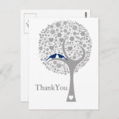 ウィムシーの木ネイビー青いロブバード結婚の感謝を感謝 ポストカード (正面/裏面)