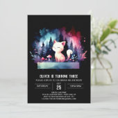 ウィムシーウォーターカラーキャット誕生日 招待状 (スタンド正面)