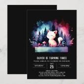 ウィムシーウォーターカラーキャット誕生日 招待状 (正面/裏面)