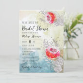 ウィムシーウォーターカラーファンタジー花模様ブライダルシャワー 招待状 (スタンド正面)