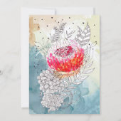 ウィムシーウォーターカラーファンタジー花模様ブライダルシャワー 招待状 (裏面)