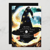 ウィムシーウォーター色おもしろいウィザード誕生日 招待状 (正面/裏面)