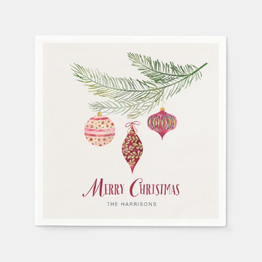 ウィムシーオーナメントメリークリスマス スタンダードカクテルナプキン (正面)