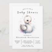 ウィムシーカスタムスワン赤ちゃんシャワー 招待状 (正面/裏面)