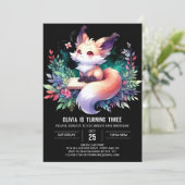 ウィムシーキュートキツネ誕生日デジタル 招待状 (スタンド正面)