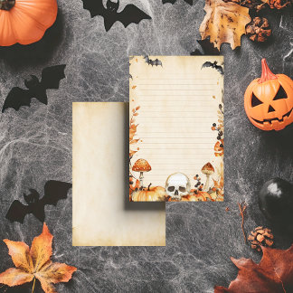ウィムシースカルとマッシュルーム素朴ハロウィーンが並ぶ 便箋