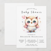 ウィムシーデジタルフクロウ赤ちゃんシャワー 招待状 (正面/裏面)