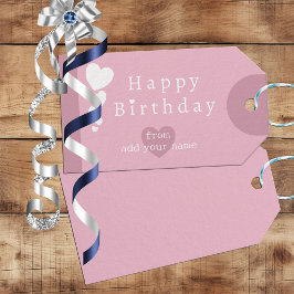 ウィムシーバラ – ピンク誕生日ハートギフトラベル ギフトタグ