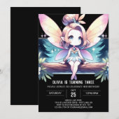 ウィムシーパステルフェアリー誕生日 招待状 (正面/裏面)