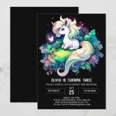 ウィムシーファンタジーホース誕生日 招待状 (正面/裏面)