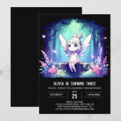 ウィムシープリント可能な妖精誕生日 招待状 (正面/裏面)