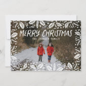 ウィムシーホワイトホリー縁どフォトスクリスマ シーズンカード (正面)