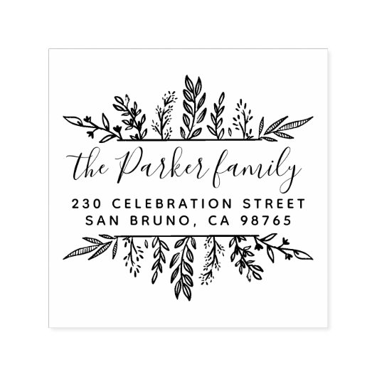 ウィムシーボタニカルファミリーネーム&差出人住所 セルフインキングスタンプ (デザイン)