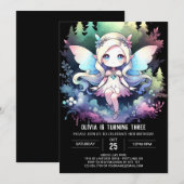 ウィムシーミニマリストフェアリー誕生日 招待状 (正面/裏面)