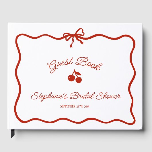ウィムシーレッド彼女はトップさくらんぼのブライダルシャワー ゲストブック (正面)