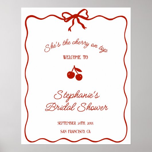 ウィムシーレッド彼女はトップさくらんぼのブライダルシャワー ポスター (正面)