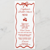 ウィムシーレッド彼女はトップさくらんぼのブライダルシャワー メニュー (正面)