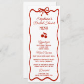 ウィムシーレッド彼女はトップさくらんぼのブライダルシャワー メニュー (正面/裏面)