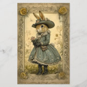 ウィムシーヴィンテージドーうさぎ、フラワースクラップブック紙 (正面)