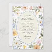 ウィムシーヴィンテージパステルフローラブライダルシャワー 招待状 (正面)