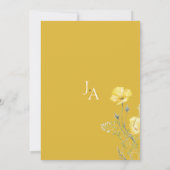 ウィムシー山菜マスタード黄色モノグラム結婚ズ 招待状 (裏面)