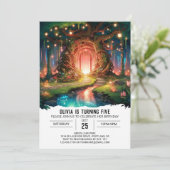 ウィムシー愛らしいウッドランドデジタル誕生日 招待状 (スタンド正面)