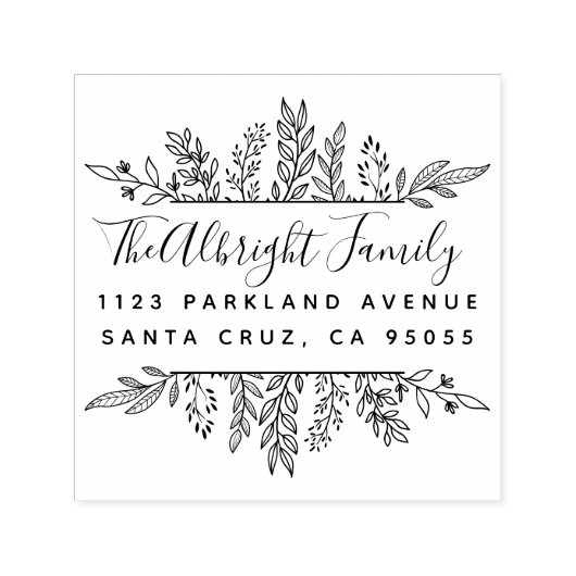 ウィムシー手描き葉の差出人住所 セルフインキングスタンプ (デザイン)