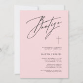 ウィムシー書道バプテスムピンクスペインのバウティゾ 招待状 (正面)