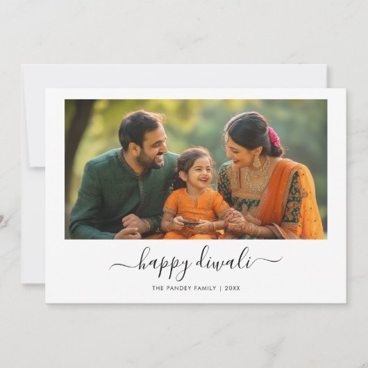 ウィムシー書道白黒ハッピーDiwali写真 シーズンカード (正面)