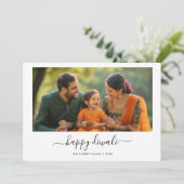 ウィムシー書道白黒ハッピーDiwali写真 シーズンカード (スタンド正面)