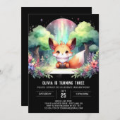 ウィムシー自然キツネ誕生日デジタル 招待状 (正面/裏面)