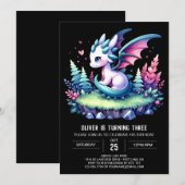 ウィムシー自然ドラゴン誕生日 招待状 (正面/裏面)